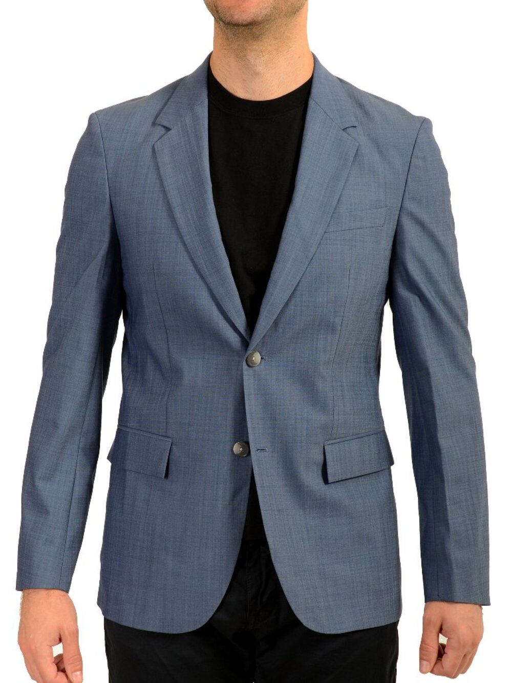 Hugo Boss Men's "H-Houston-243" Blue Wool Two Button Blazer US 38R IT 48R